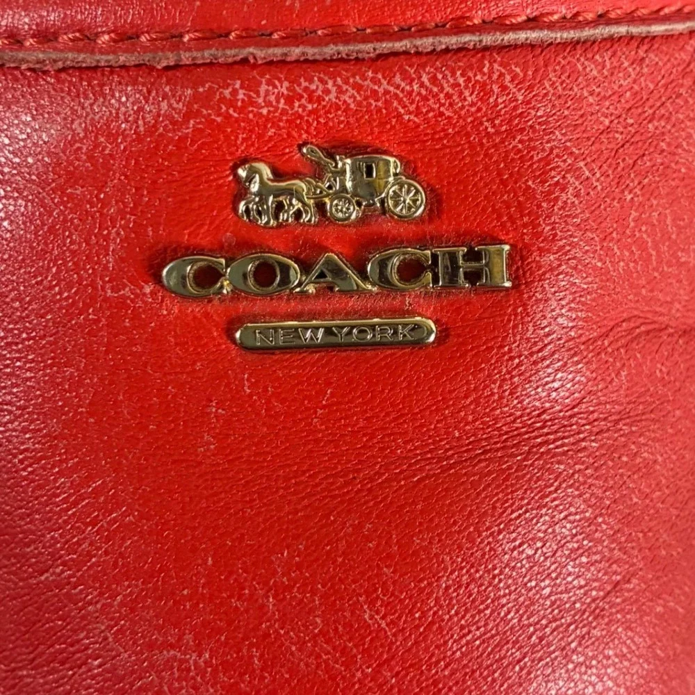 Coach Rhodie Red Leather Espadrille Flats Gold Logo Women 6B A8624